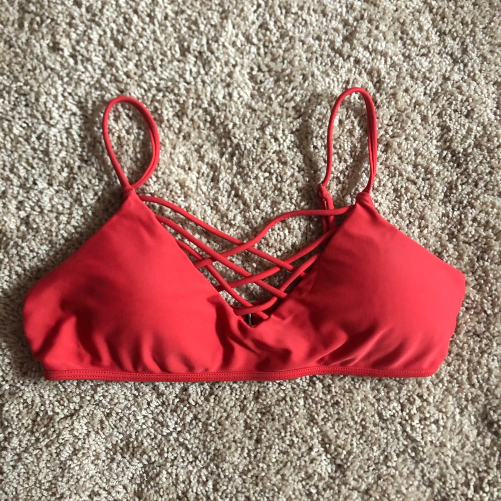 Hollister red cross up bikini top